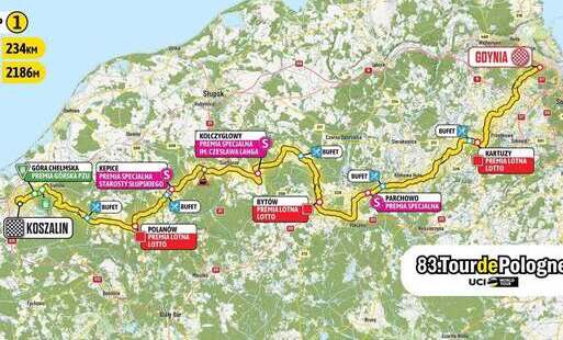 mapa przebiegu trasy Tour de Pologne